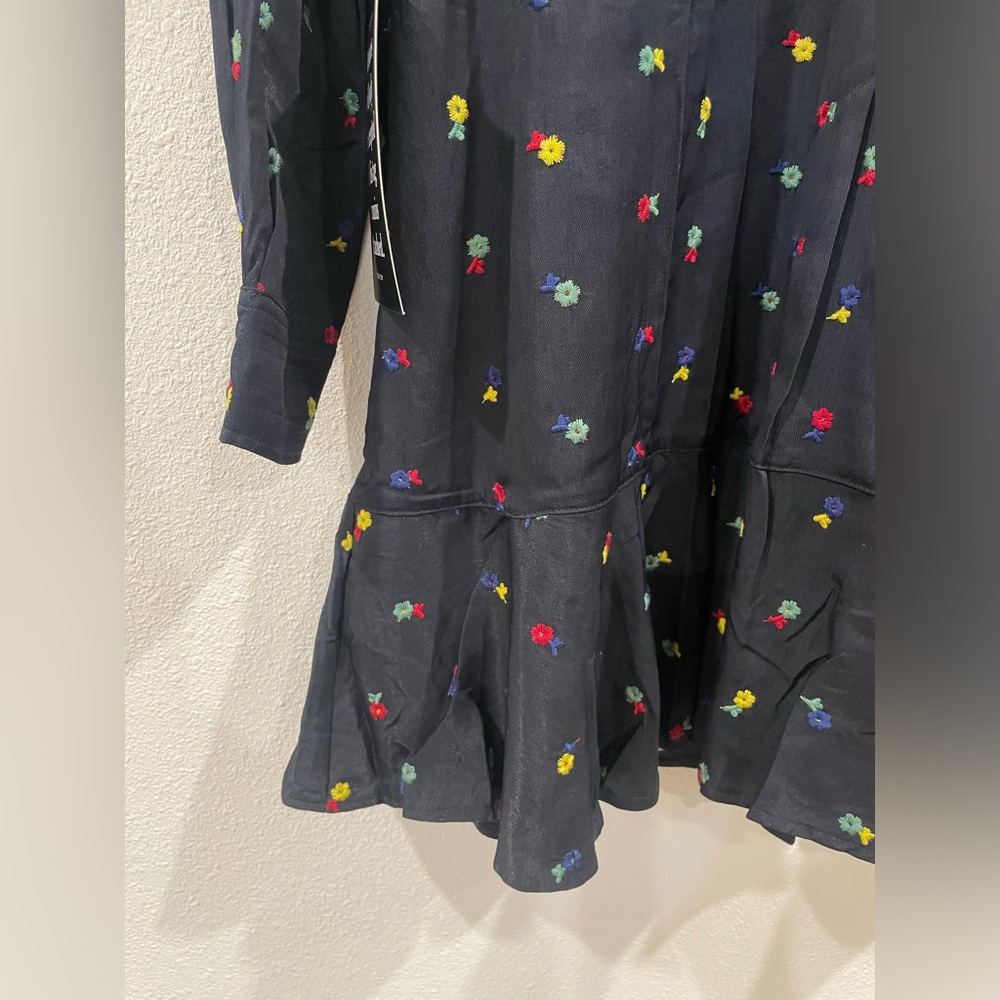 NWT Tuckernuck Navy Mini Dress with Floral Embroidery Button Up - Picture 5 of 10